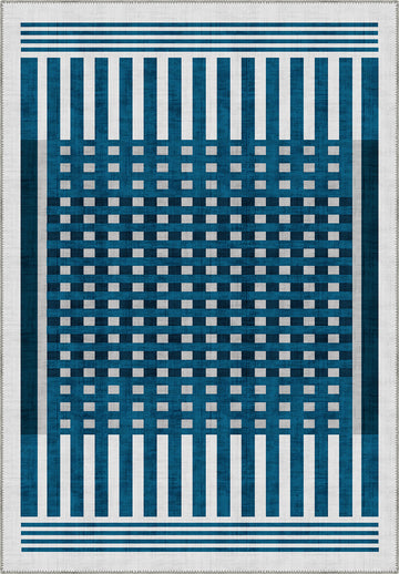 Quillon Blue Striped Rug