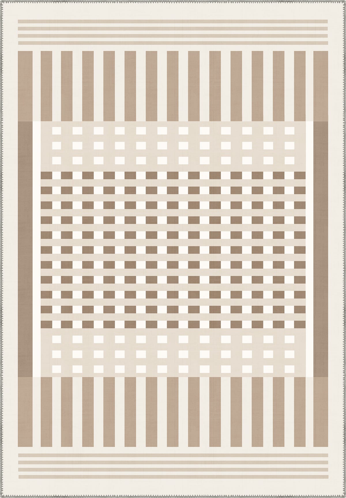 Quillon Striped Cream Rug