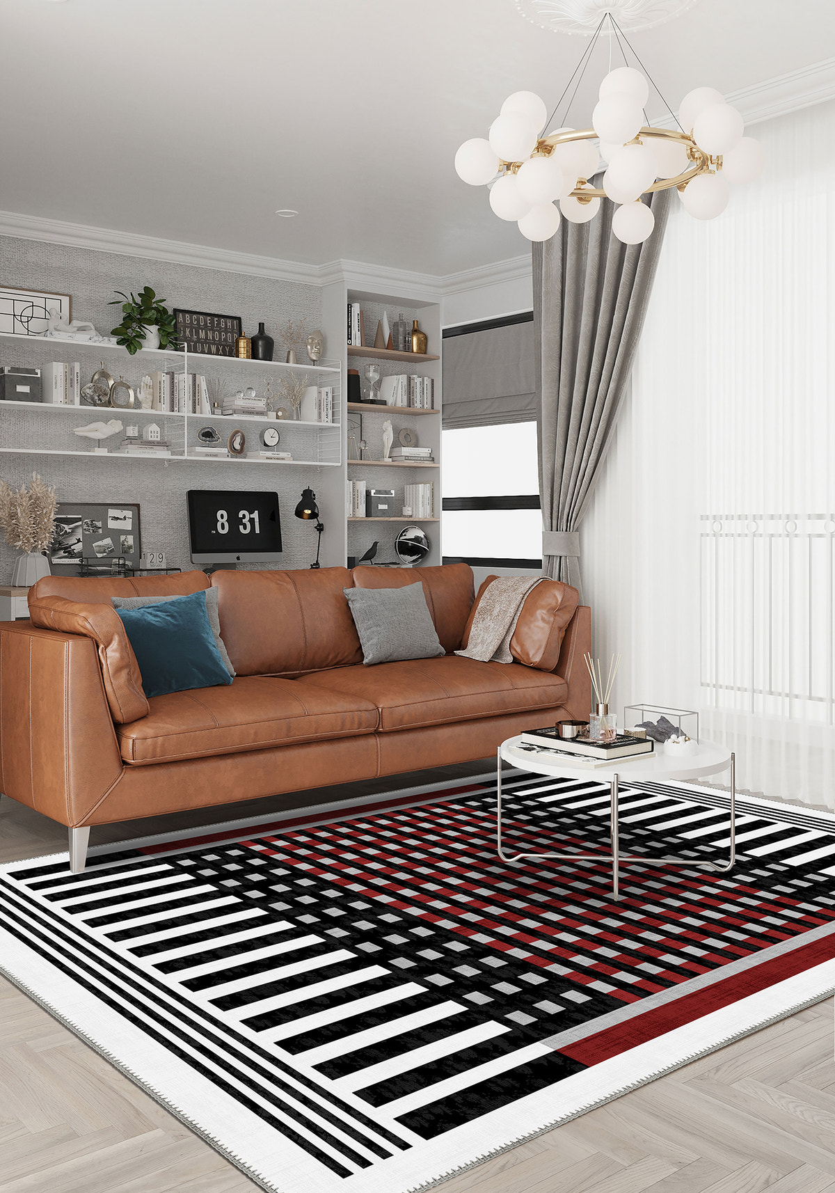 Black and white rug for living room.