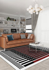 Quillon Black and White Striped Rug