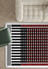 Quillon Black and White Striped Rug