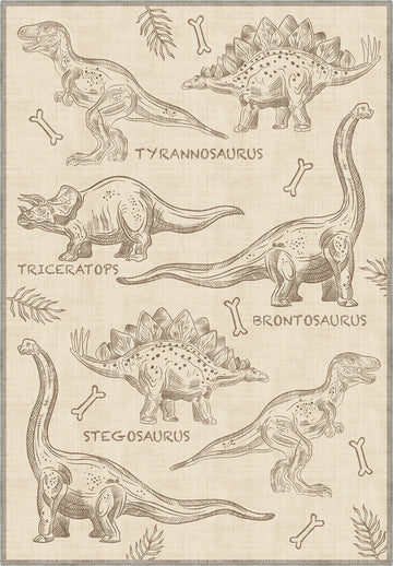 Daxon Beige Dinosaur Rug