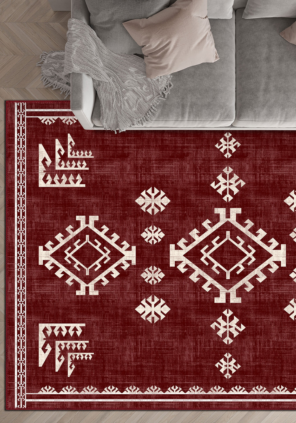 Lina Burgundy Rustic Rug