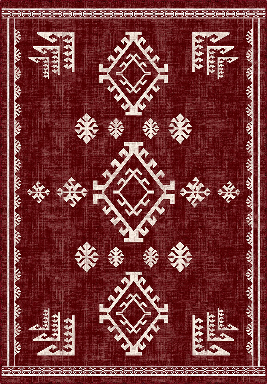 Lina Burgundy Rustic Rug