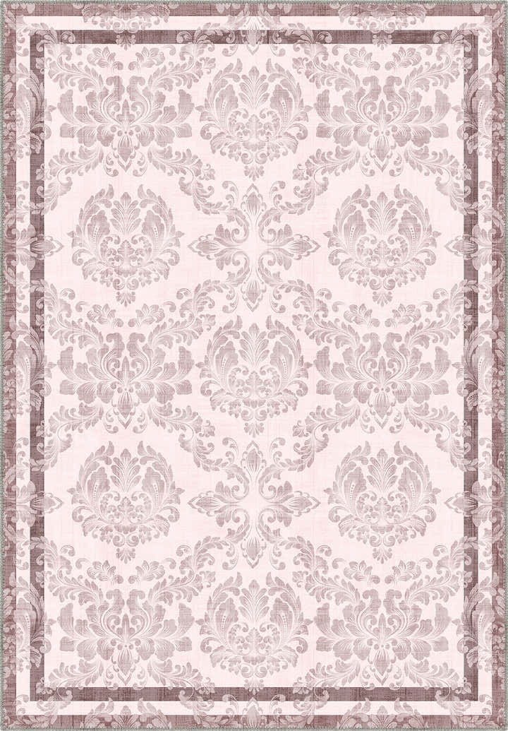 Baroque pastel rug in blush pink color.