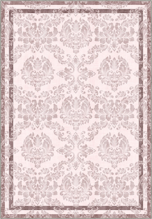 Baroque pastel rug in blush pink color.