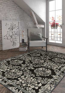 Black gothic rug for living room
