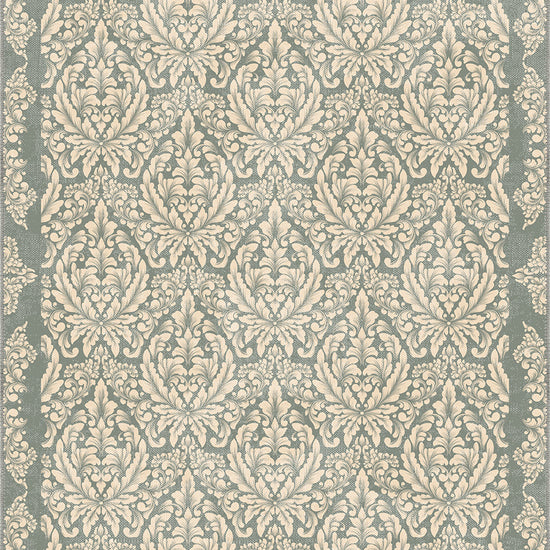 Damask sage green rug.