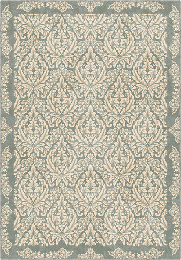 Damask sage green rug.