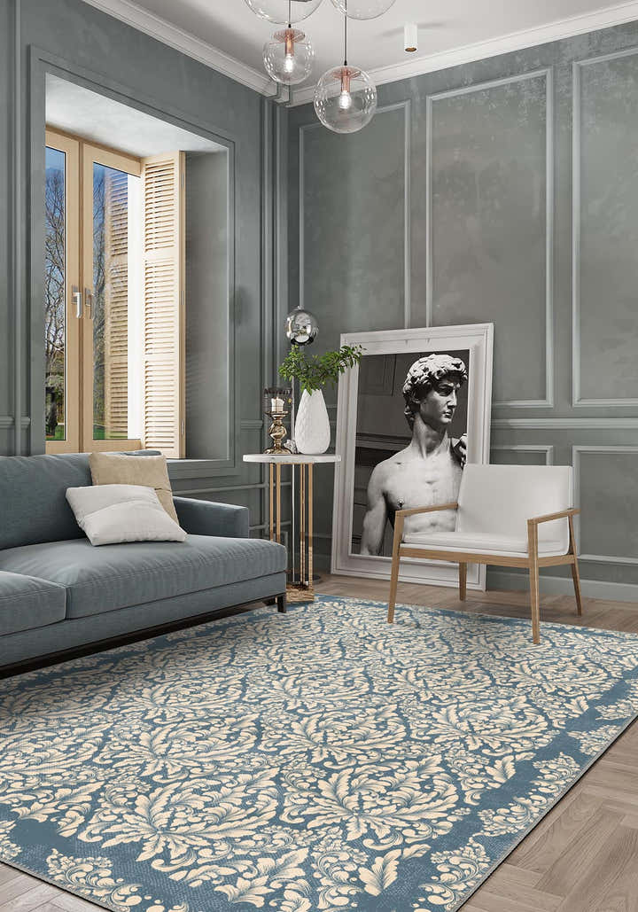 Odessa Blue Damask Rug