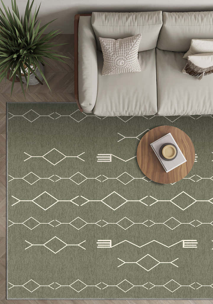 Sage green rug for living room.