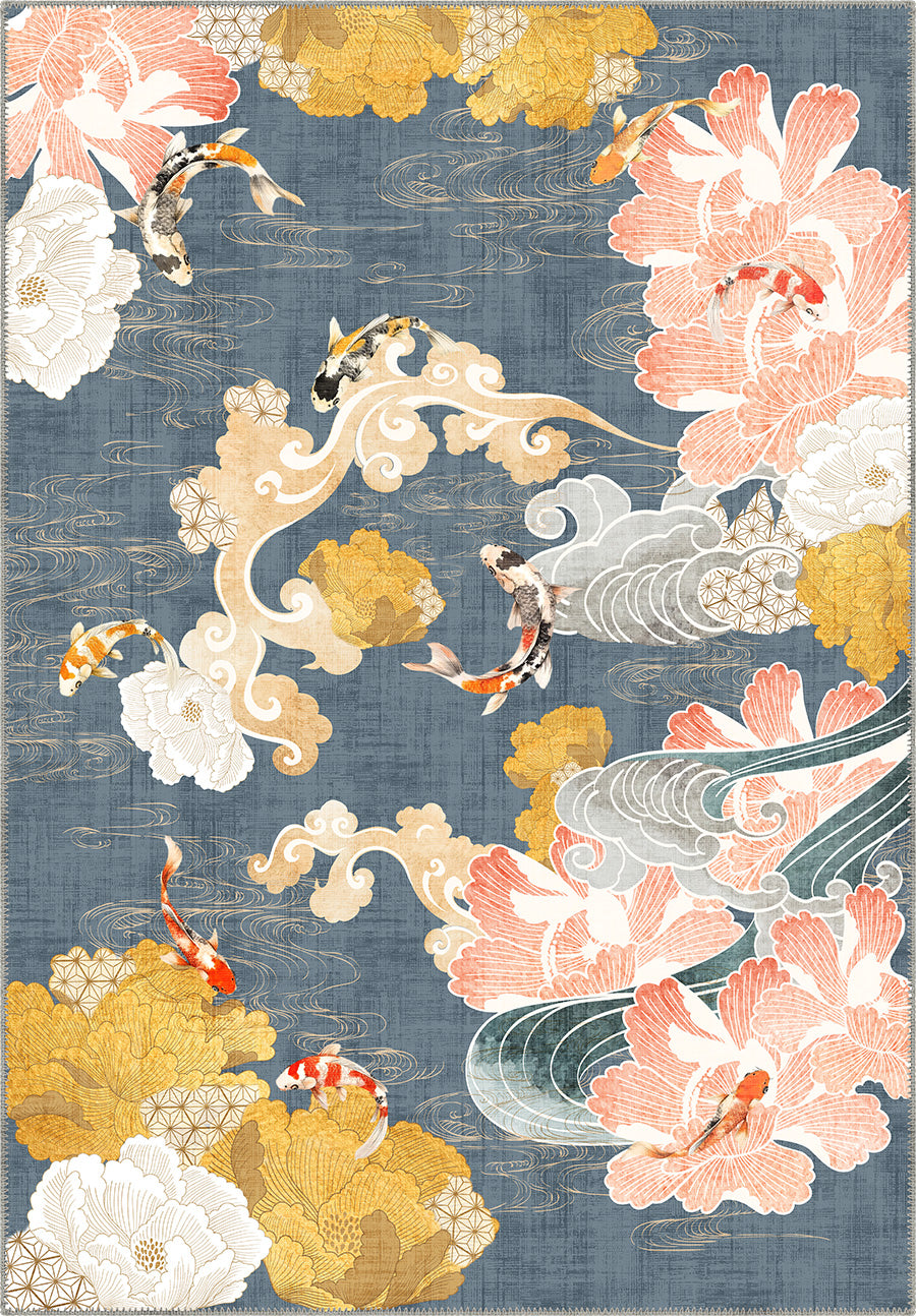 Suki Floral Koi Rug | Rugette Japanese Rug