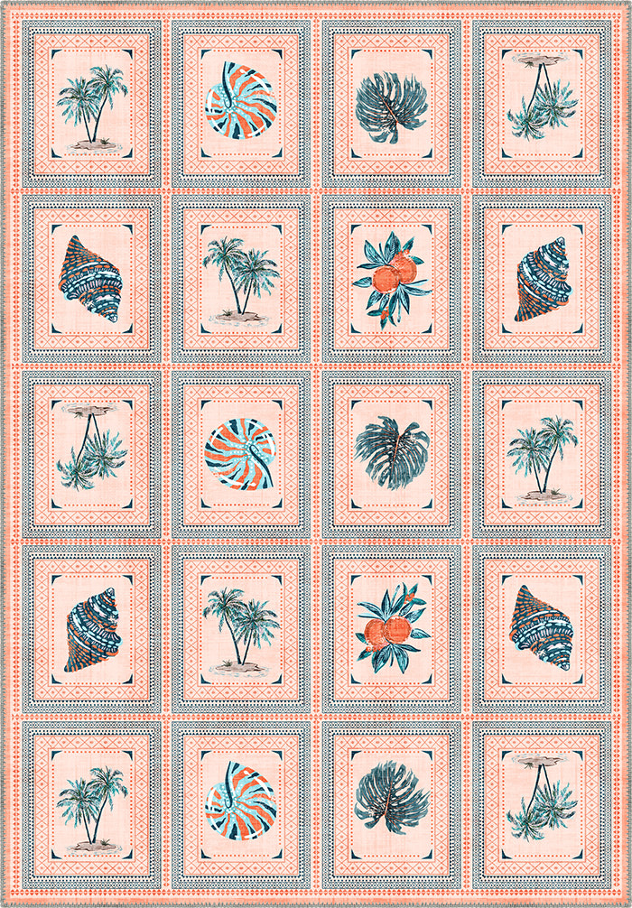 Coral rug for beach homes.