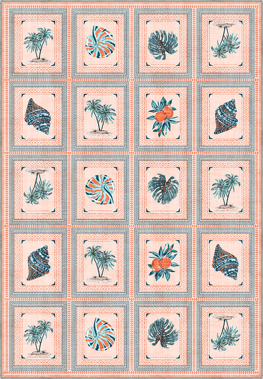 Coral rug for beach homes.