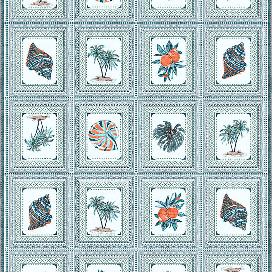 Light blue coastal rug for beach house.