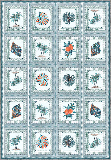 Light blue coastal rug for beach house.