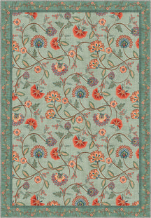 Green floral paisley rug