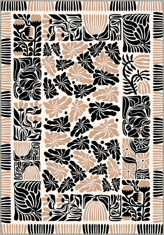 Calanthe Black Washable Rug