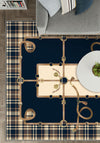 Navy tartan rug for living room.
