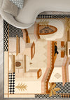 Beige eclectic rug for living room.