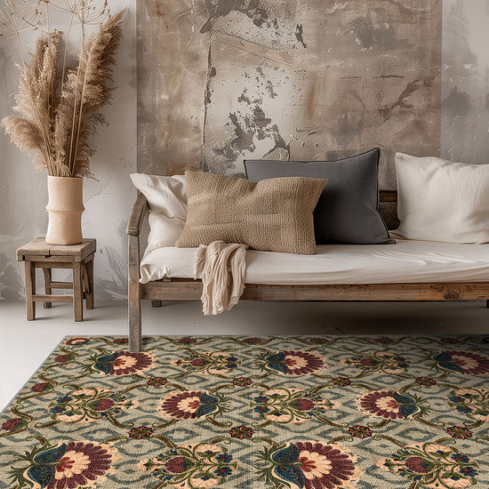 Antique floral rug for living room.