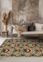 Antique floral rug for living room.