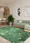 Emerald green rug for living room.