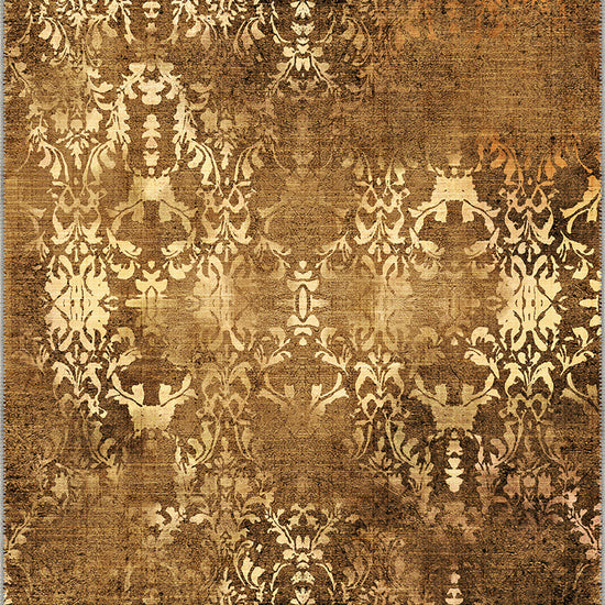 Gold and brown vintage rug for living room.