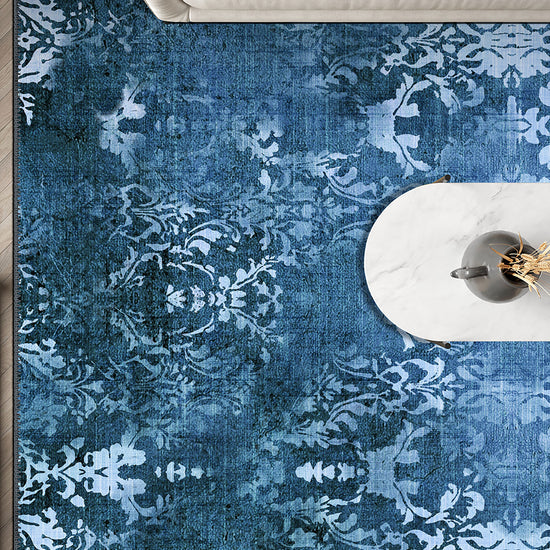 Blue Damask Rug For Living Room