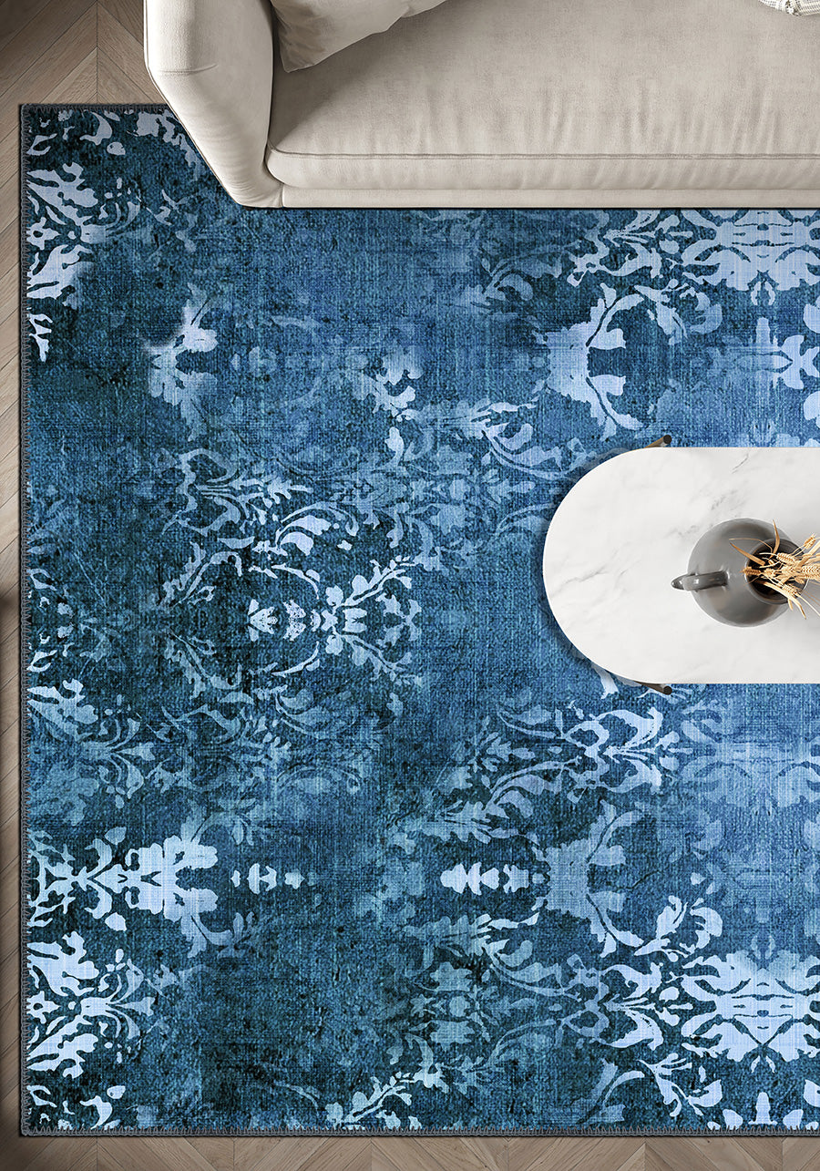Blue Damask Rug For Living Room