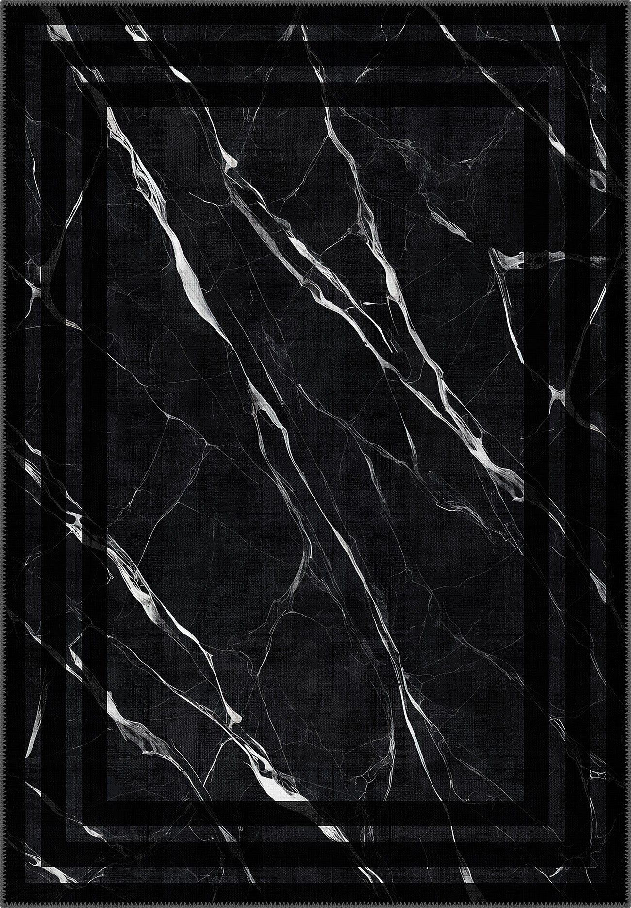 Black marble rug for living room, dining room, man cave, bedroom, kitchen.