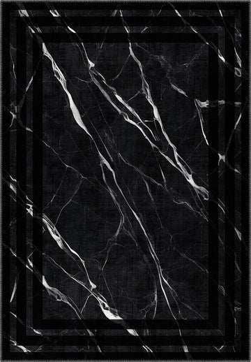 Black marble rug for living room, dining room, man cave, bedroom, kitchen.