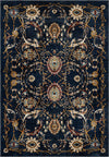Navy floral rug with royal pattern