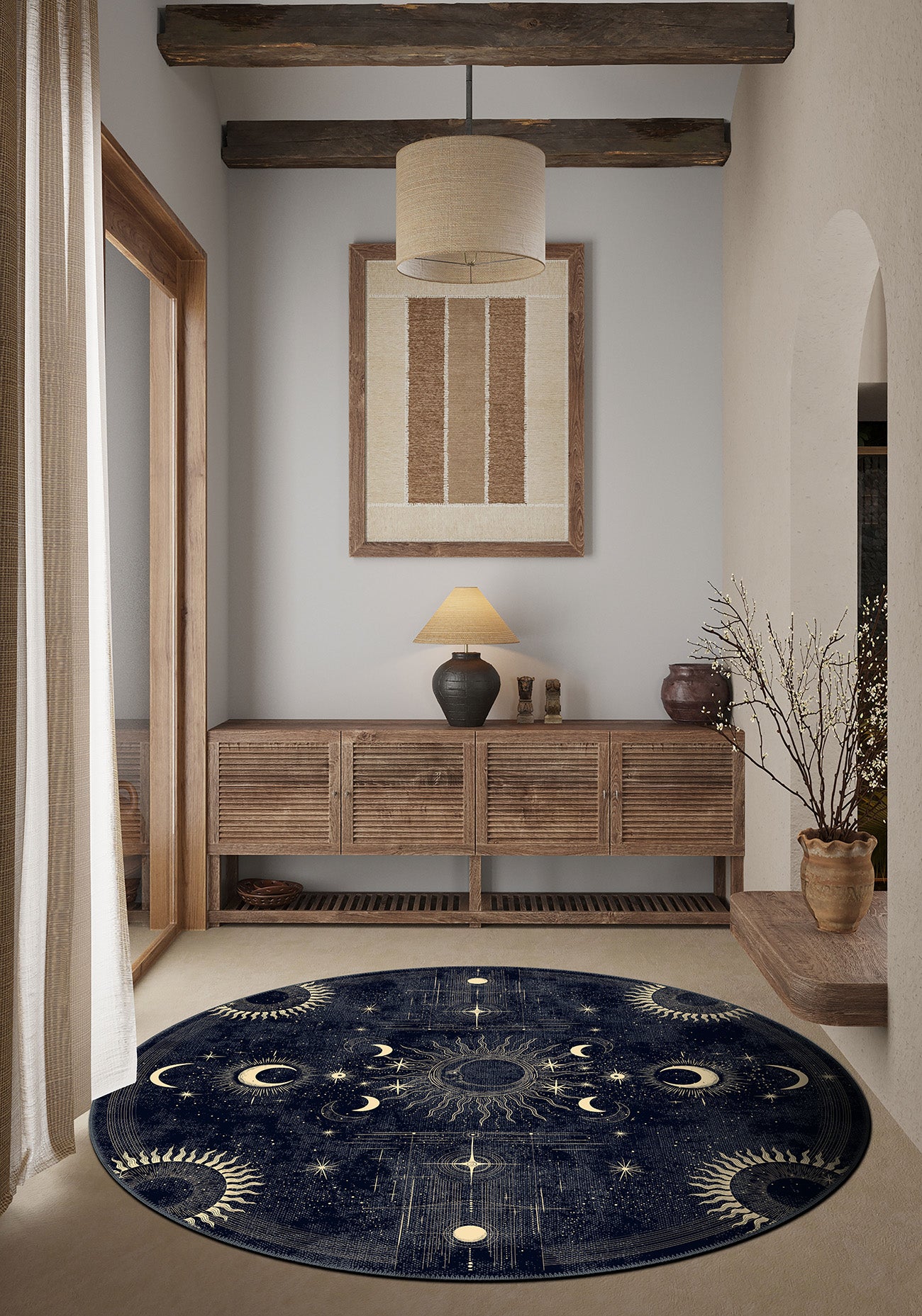Celestial round rug