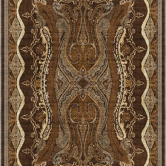 Brown Persian style Isfahan rug for living room.