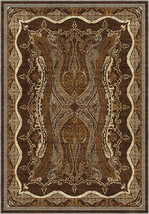 Brown Persian style Isfahan rug for living room.