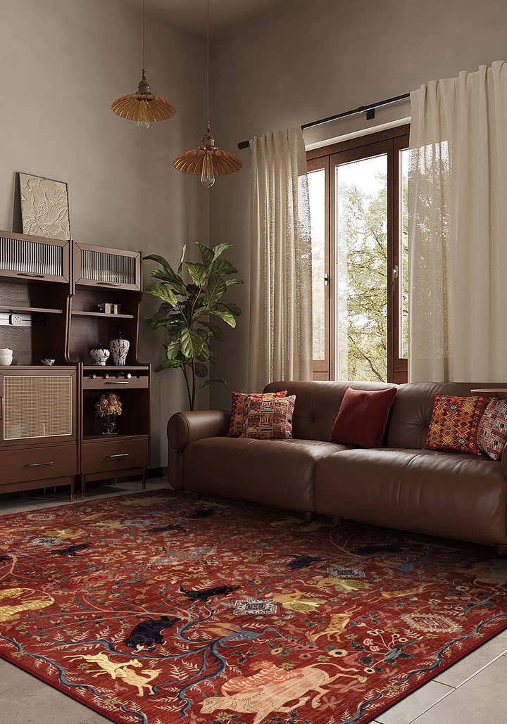 Rostam Persian Hunting Scene Carpet Rug