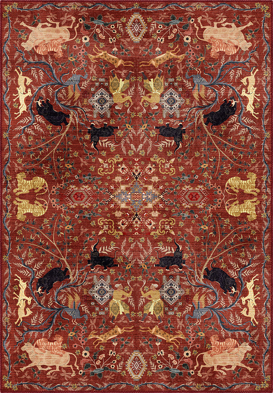 Rostam Persian Hunting Scene Carpet Rug