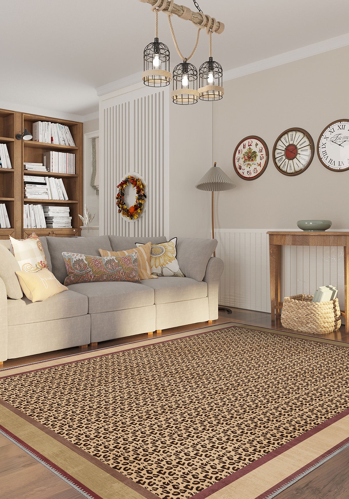 Zafira Beige Leopard Rug