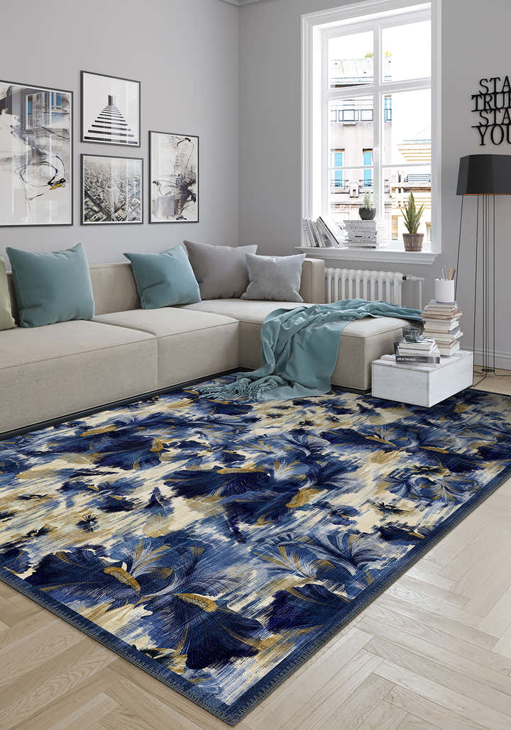Elaris Blue Floral Ikat Rug