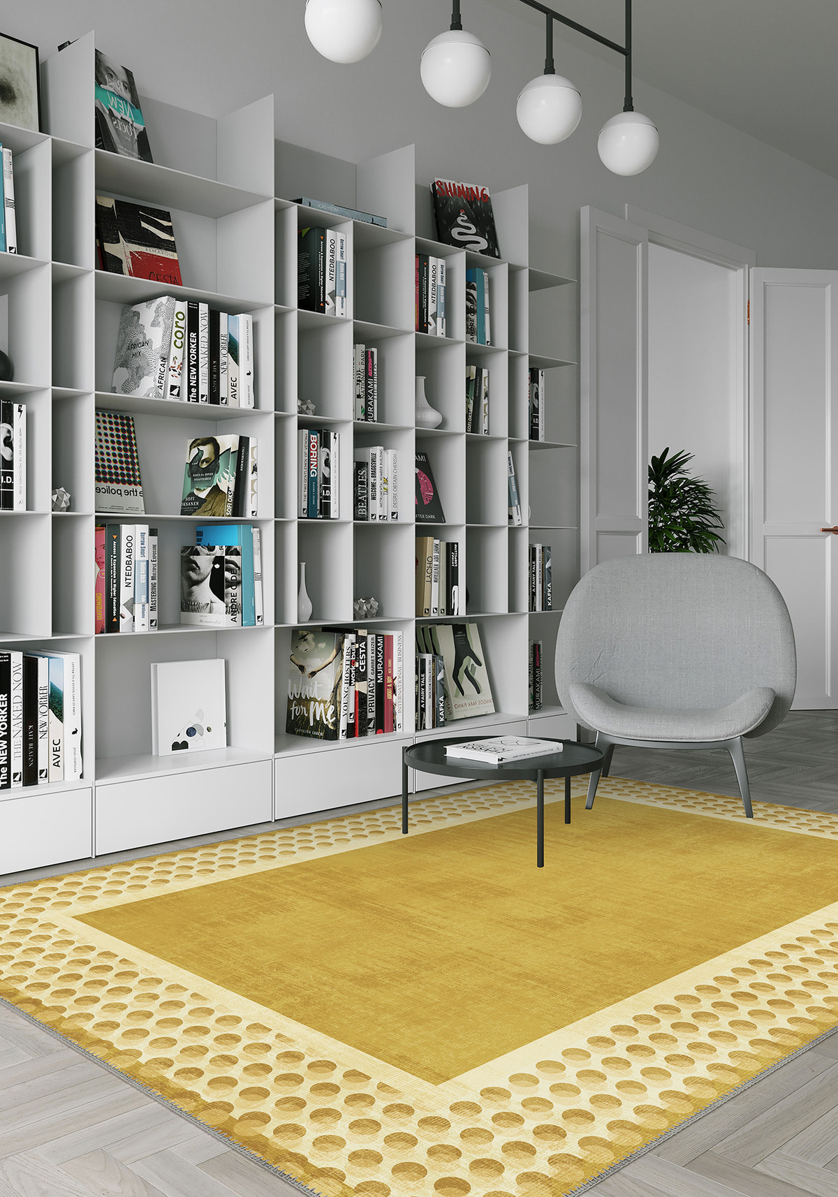 Perrin Yellow Polka Dot Rug