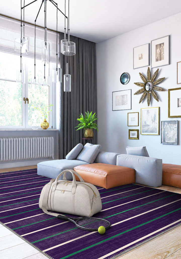 Prestige Court Purple Stripe Rug