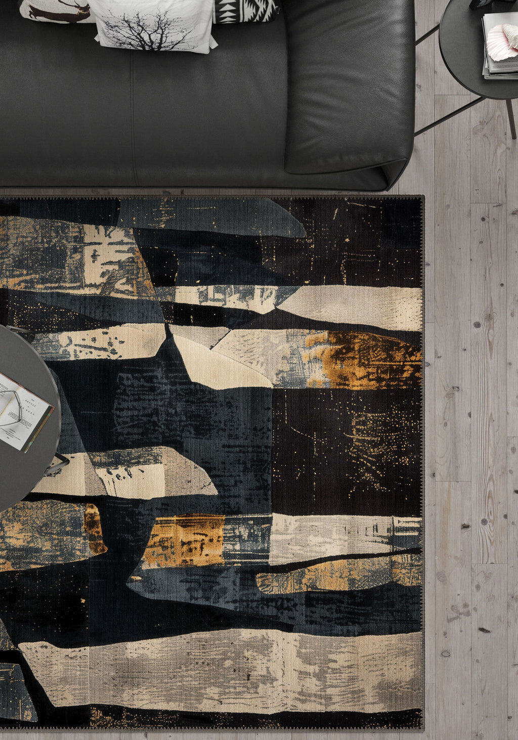 Meliora Washable Navy Contemporary Rug