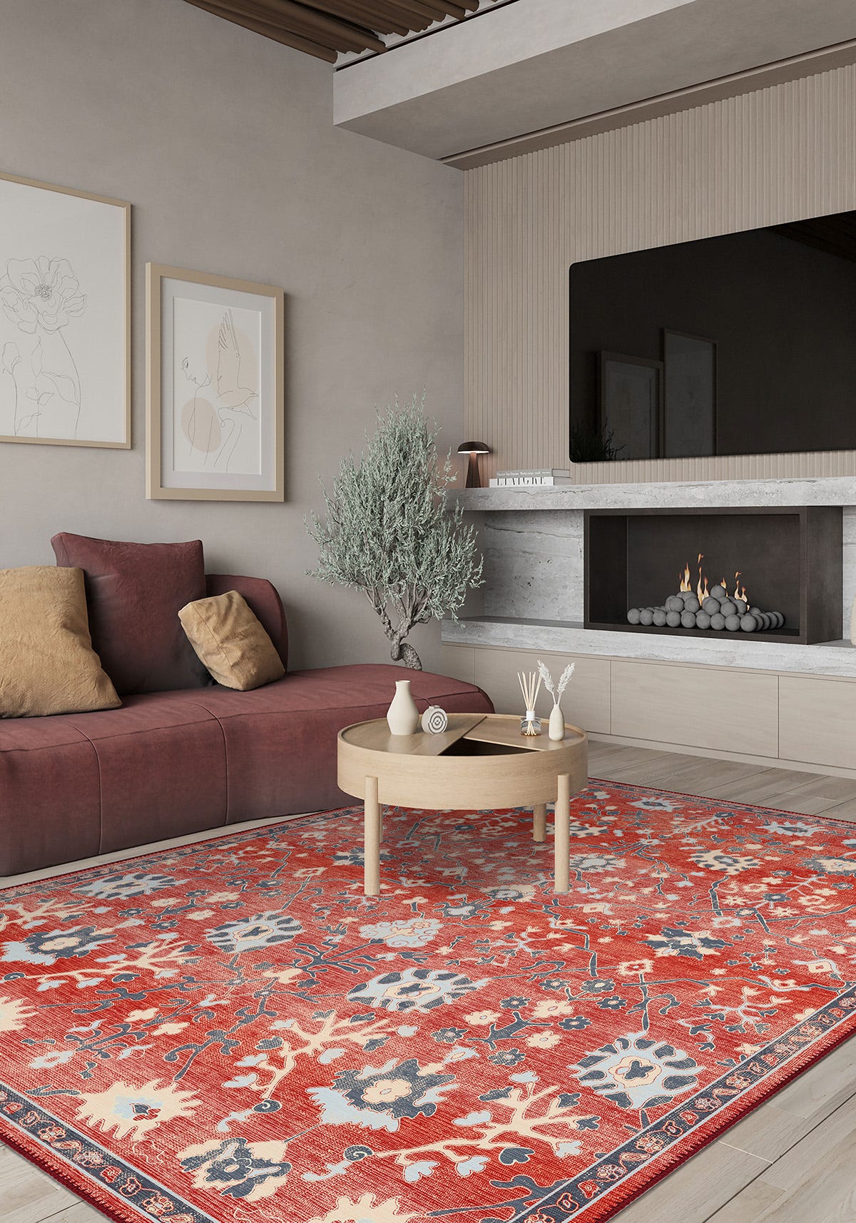 Sereya Coral Oushak Rug