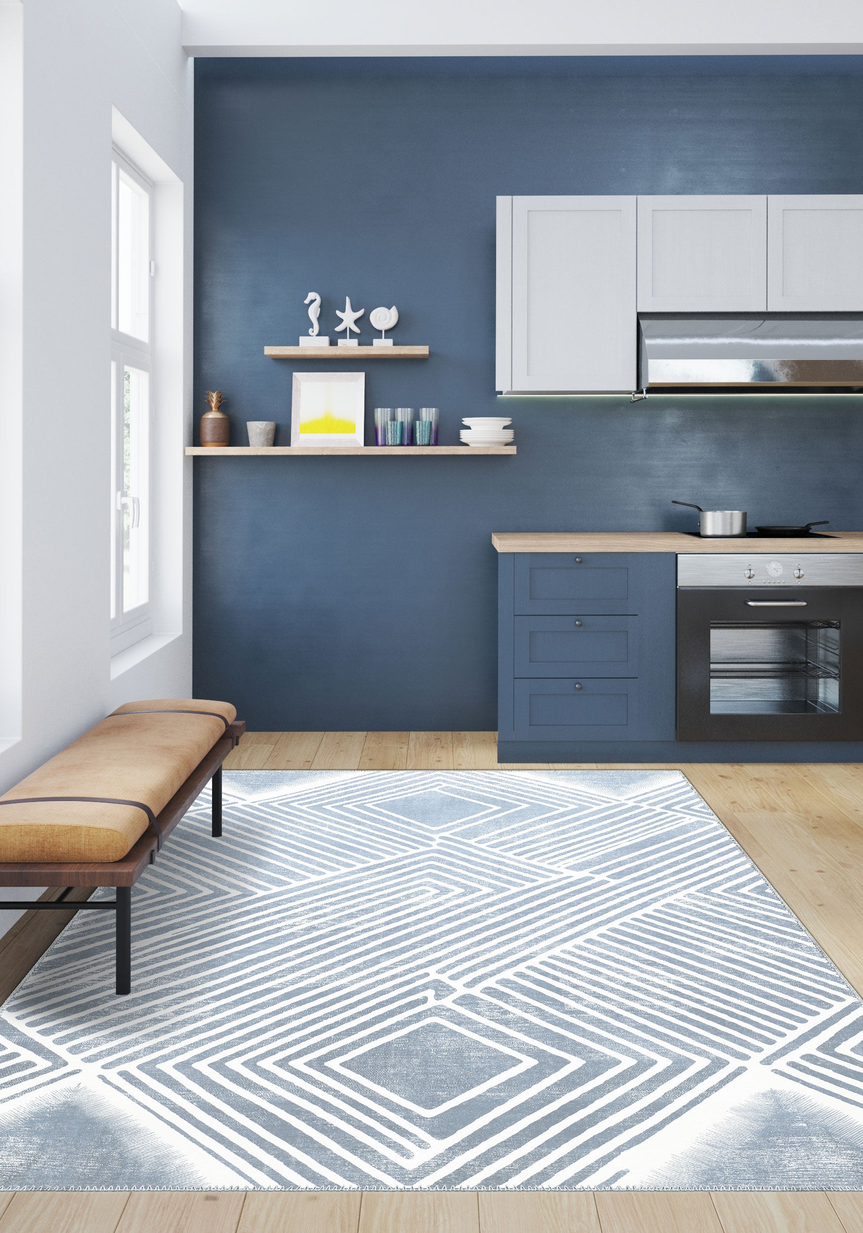 Bram Light Blue Art Deco Rug