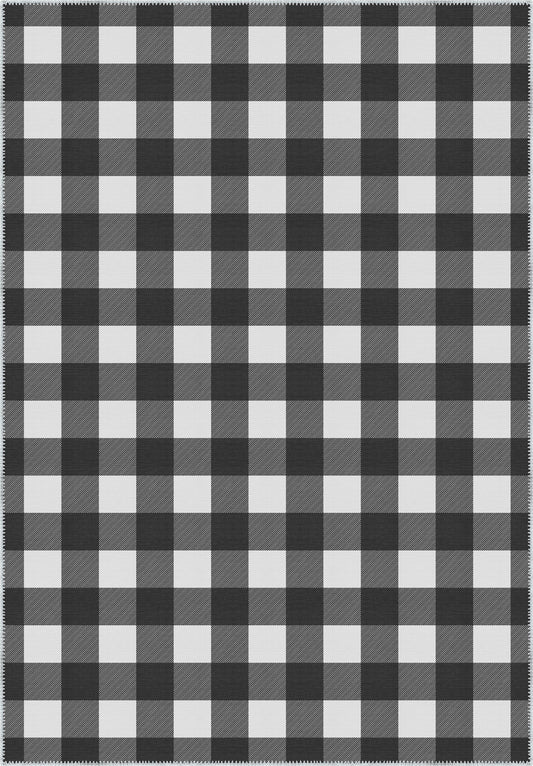 Jove Checkered Black and White Rug