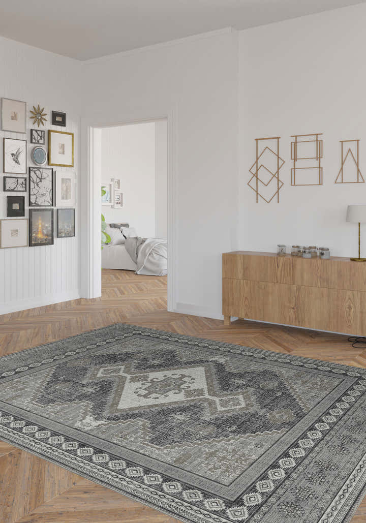 Magnus Medallion Grey Rug