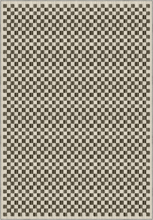 Ophelia Beige Brown Checkered Rug