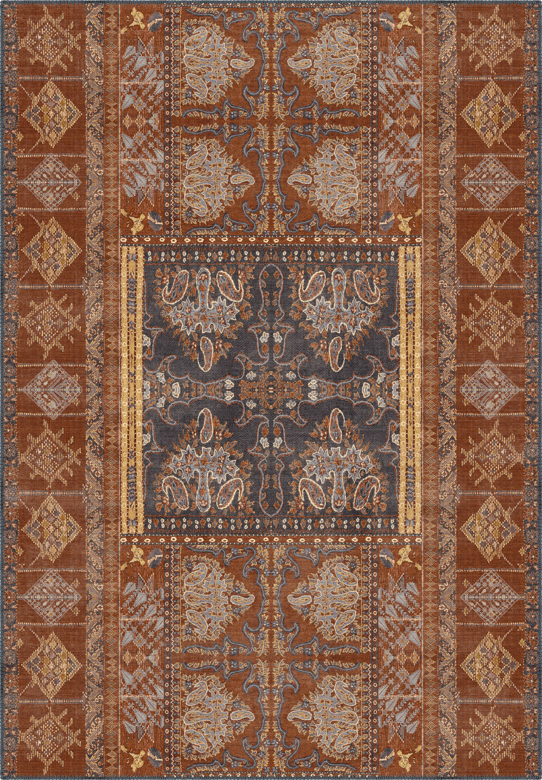 Andrew Orange Brown Vintage Rug