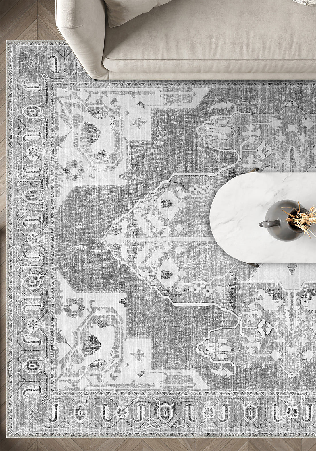 Adrian Grey Medallion Rug